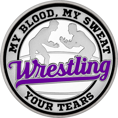 Purple "Wrestling" with Black Outer Circular Borders